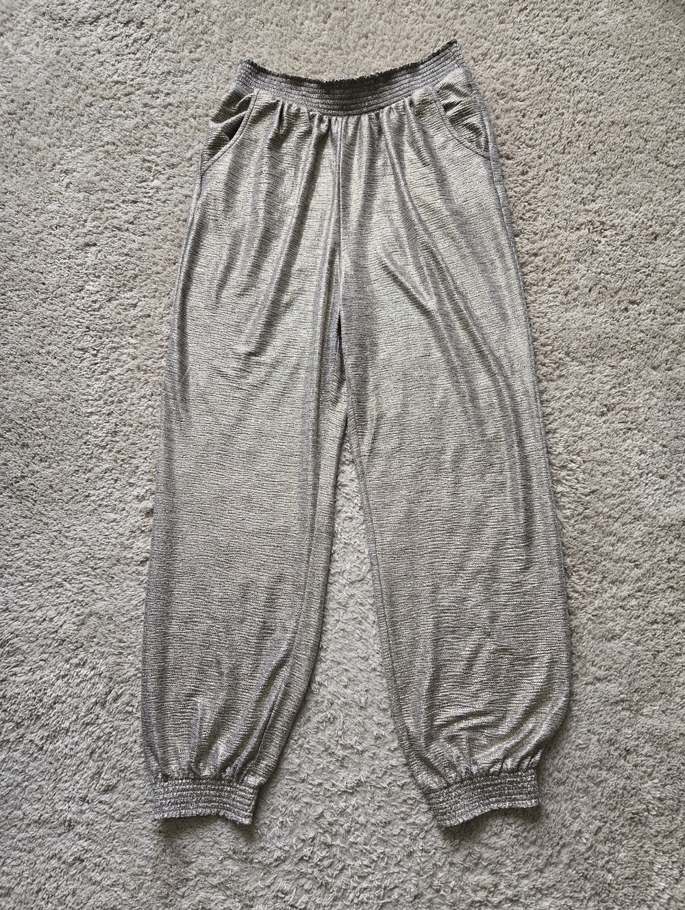 Anthropologie Pull On Pants Womens M Relaxed Jogger Gold Shimmer Boho